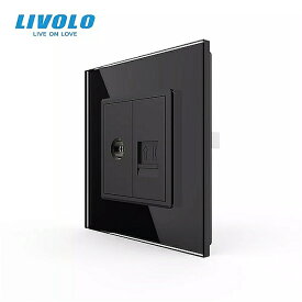 livolo 英国 標準 壁 テレビ ソケット テレビ プラグ コンピュータ と 電話 ソケット CAT6タイプ スタイル クリスタル ガラス パネル