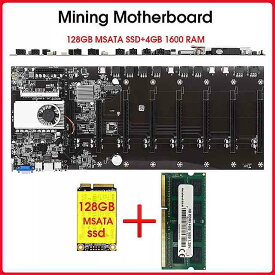 Riserless鉱業 マザーボード 8 gpu bitcoin暗号etherum鉱業と128ギガバイトmsata ssd DDR3 4ギガバイト1600 ramセット