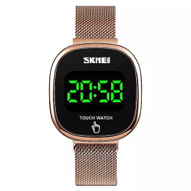 シンプルなled 腕時計 女性 のファッションの タッチスクリーン skmeiステンレス鋼メッシュデジタル 男性 腕時計 montreオム