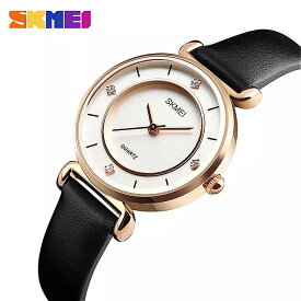 Fshion 女性 ドレス 腕時計 skmei 高級 防水 レディースアナログクォーツ 腕時計 女性 ラインストーン 腕時計