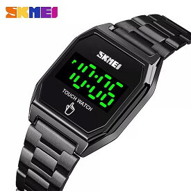 Skmei- 男性 と 女性 のための ステンレス鋼 の タッチウォッチ デジタルled 腕時計 防水 電子