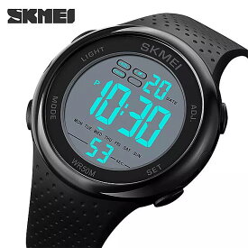 SKmei- メンズ スポーツウォッチ 腕時計 シンプル 耐水性 クロノアラーム LEDデジタル