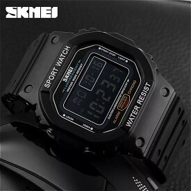 Skmei- メンズ デジタルウォッチ LED 耐水性 アウトドア 腕時計 クロノアラーム 男性
