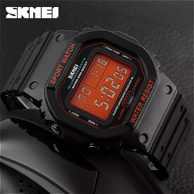 Skmei- メンズ デジタルウォッチ LED 耐水性 アウトドア 腕時計 クロノアラーム 男性
