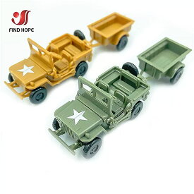 1/72 Willys jeep- 軍用車両パズル ww2 ブロック車のコレクション 装飾シーン 砂のある ゲームモデル トレーラー付きの おもちゃ