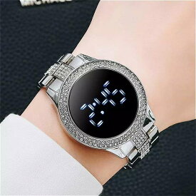 デジタルマグネット 腕時計 女性の ための ローズゴールド ステンレス鋼 ドレス LED クォーツ時計 女性時計 レロジオ Feminino