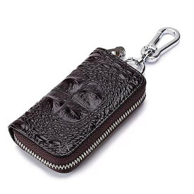 男性用 本革キーホルダー 財布 ジッパー クロコダイル柄 車用 カードホルダー ウエストに掛けることができます