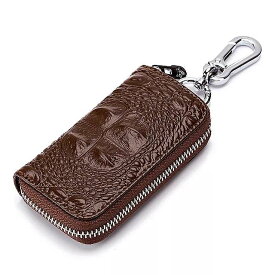 男性用 本革キーホルダー 財布 ジッパー クロコダイル柄 車用 カードホルダー ウエストに掛けることができます