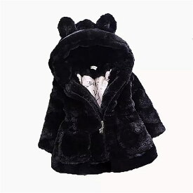 冬女の 赤ちゃん 服 毛皮 の コート の フリース ショー ジャケット 暖かい 防寒着 1-8Y ベビー フード付き の ジャケット の上着