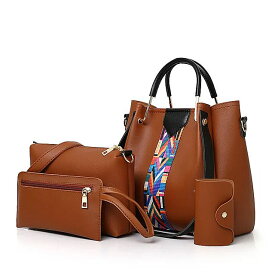 女性 ハンドバッグ4ピース 大容量 カラー コントラスト ポータブル 片方 肩 メッセンジャー バッグ