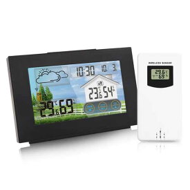 デジタル気象観測所予測スター 屋内 屋外 温度計 湿度計 ワイヤレスセンサー カラータッチスクリーン カレンダー アラーム