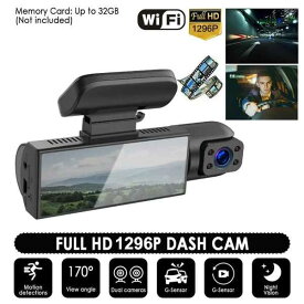 車のwifi運転レコーダー 2チャンネル自動カメラ フロントカメラとリアカメラ 1080p デュアルレンズ パーキングアシスタンスセンサー