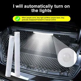 タイプc 充電 式車 センサーライト 誘導 自動 白色光バー 磁気テール 検知モード 床 トランク