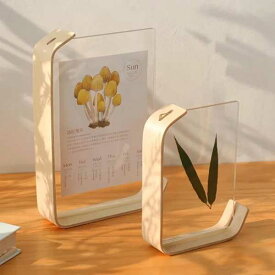 クリエイティブ 木製カレンダーベース アクリルフレームオフィスデスク 3次元 写真 ドライフラワー植物標本 装飾