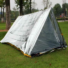 緊急テント ポータブル屋外緊急毛布 キャンプ 緊急毛布 防水 バッグ 断熱 サバイバル 一時シェルター