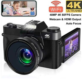 DIxsg-コンパクトなデジタル写真カメラ 4Kカメラ wifi Webカメラ vlogビデオレコーダー YouTube 48mpカムコーダー 3インチ画面
