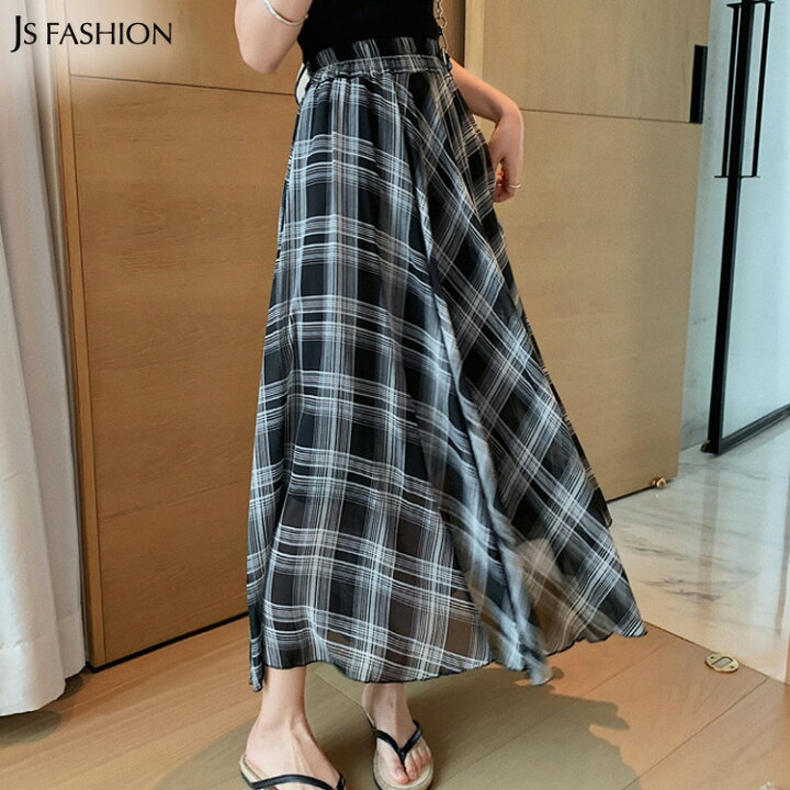 楽天市場】ロングスカート チェック柄 スカート 総柄 シフォン ロング丈 マキシ丈 フレアスカート Aライン ウエストゴム 楽ちん ラフ カジュアル 春 夏 春服 夏服 夏スカート リゾート ビーチ 体型カバー デイリー 紫外線対策 大人可愛い : JSファッション