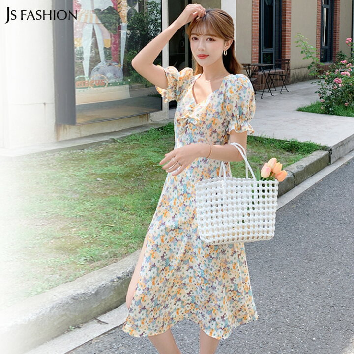 楽天市場 00円ポッキリ 花柄ワンピース 全2色 パフスリーブ 半袖 Aライン ロングワンピース 総柄 フェミニン ガーリー 大人カジュアル シンプル 春ワンピ 夏ワンピ デイリーおしゃれ Sサイズ Mサイズ Lサイズ 大人可愛い Jsファッション プチプラ ｊｓ