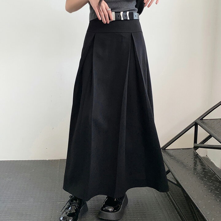 楽天市場】バックプリーツ フレアスカート 全2色 ロングスカート  
