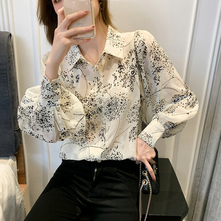 楽天市場】花柄シャツ シフォン シースルー 花柄 シャツ シアーシャツ 