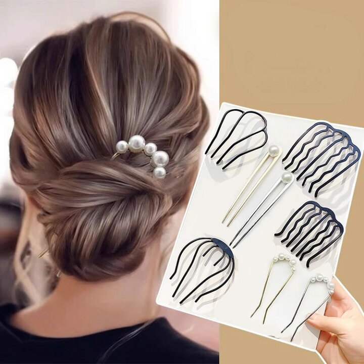 楽天市場】U形ヘアピン かんざし 全12種 インナーヘアアクセ お団子用 