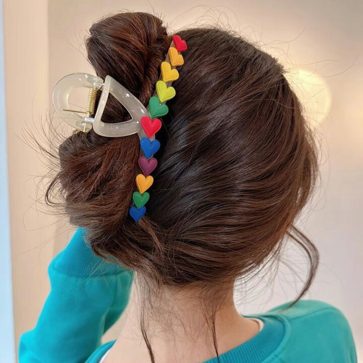 楽天市場】ヘアクリップ バンスクリップ 全2色 ハート カラフル 可愛い 