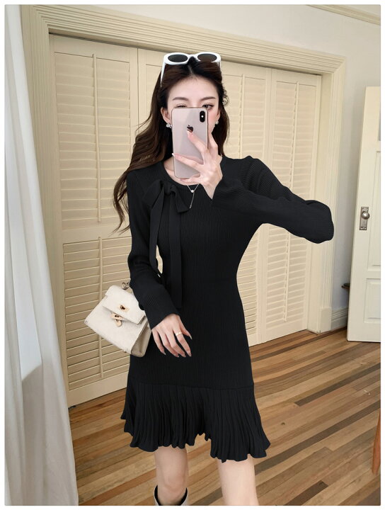 TO BE CHIC ニット ワンピース 黒 トゥービーシック TO BE CHIC ニット  