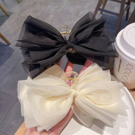 ヘアクリップ 全3色 リボン オーガンジー バンスクリップ ヘアアクセサリー 大きい 大きめ 黒 結婚式 成人式 謝恩会 髪留め 普段使い 髪飾り 上品 エレガント フォーマル パーティー お呼ばれ レディース プレゼント ギフト【acc00272】
