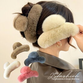 ヘアークリップ 全16色 フィックラビット 15cm エコファー ふわふわ もこもこ バンスクリップ 上品 ヘアアクセサリー 大きめ 黒 髪留め カジュアル まとめ髪 アップスタイル デイリー イベント パーティー 小物 ヘアアレンジ 秋 冬【230921】