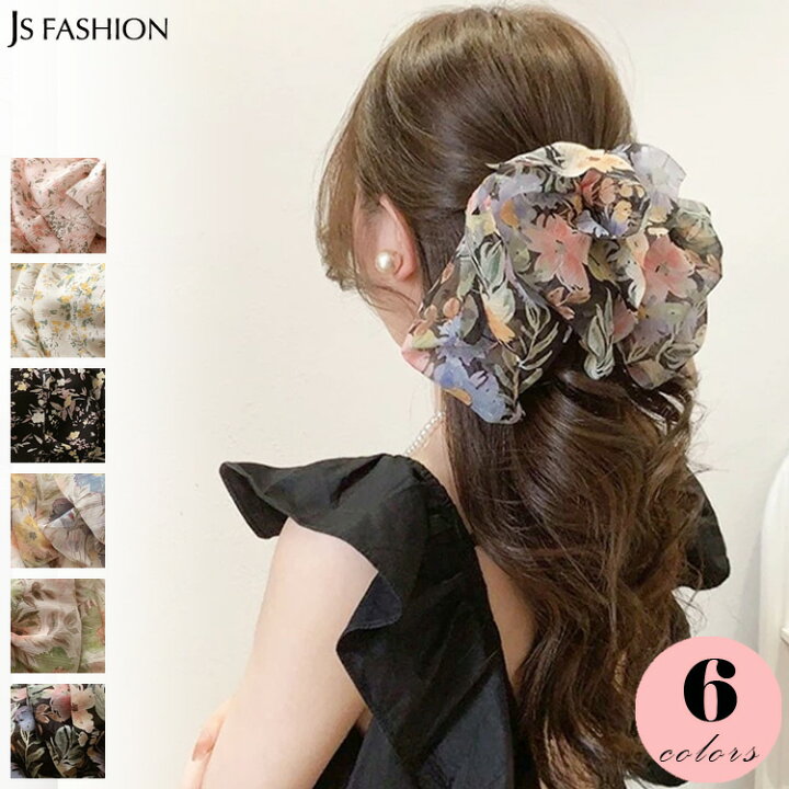 楽天市場】バレッタ リボン 全6色 花柄 大きめ ビッグ シフォン ヘア 