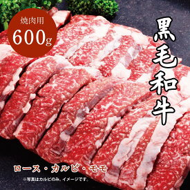 岡山県新見産 黒毛和牛 焼肉用 3点セット 600g(ロース・カルビ・モモ) お肉 食品 食肉 北海道沖縄一部地域配送不可