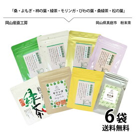粉末茶 選べる6袋セット 送料無料 国産 健康茶 粉茶 パウダー 農薬不使用 50g メール便 着日時指定不可 乾燥粉末 ノンカフェイン 桑 枇杷 緑茶 桑緑茶 柿の葉 モリンガ 松の葉 粉末茶 お茶