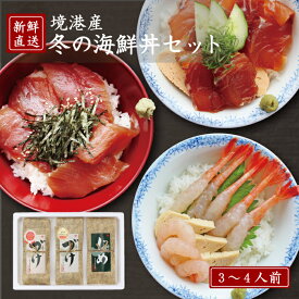 山陰 境港産 冬の海鮮丼セット 漬け丼・締め丼の素セット 3-4人前 冷凍 ぶり漬け丼の素・甘えび昆布締め丼の素・鯛漬け丼の素 北海道沖縄一部地域配送不可