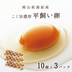 【北海道沖縄へのお届け限定】 送料無料 たまご 玉子 卵 無選別 こだわり卵 たまごごはんにぴったり 無精卵 平飼い たまご コク旨濃厚　平飼い卵30個入 10個包装3パック