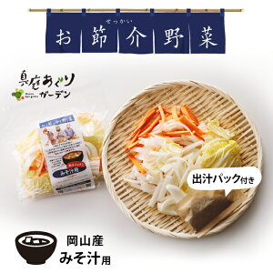 お節介野菜 カット野菜 季節のみそ汁セット(出汁つき) 145g 3〜4人前 お節介野菜 国内産 時短調理 野菜くずが出ない 野菜を食べない娘や息子へ 仕送り 天然だし付き 菌ちゃん元気っこを入れ