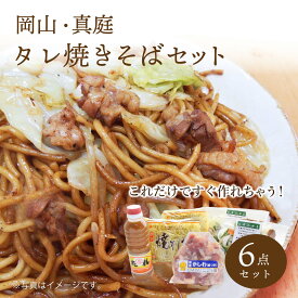 真庭のたれ焼きそばセット ゆで焼きそば お節介野菜 （野菜炒め用） 若田のたれ 国産鶏かしわ タレ焼きそば かんたん お節介 焼きそば かしわ肉 地元真庭で人気 ギフト 北海道沖縄一部地域配送不可