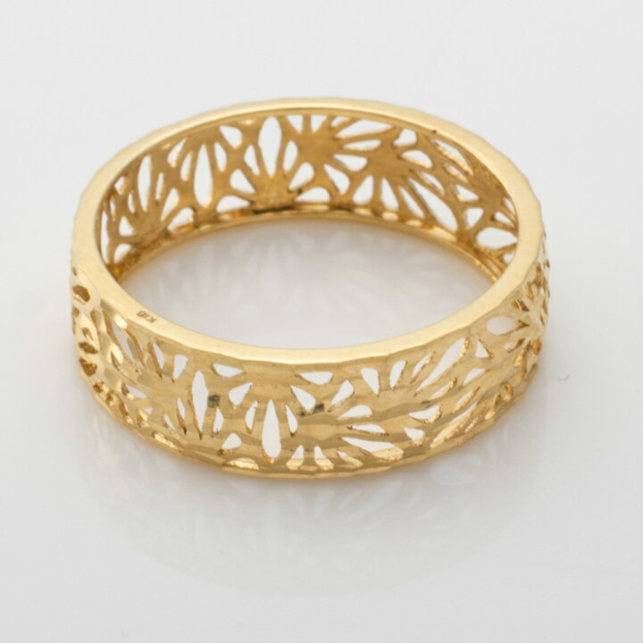 楽天市場】リング 透かし ランダムデザイン K18 YG WG 幅広 リング 