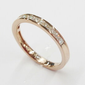 ハーフエタニティリング K18PG ダイヤ 指輪 プリンセスカット ダイヤモンド 計0.3ct レディース K18 VSクラス Hカラーアップ 鑑別書付き 18金ピンクゴールド