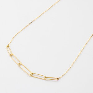 【約45cm】 K18 YG ペーパークリップ クリップパーツ あずきチェーン ネックレス 18金 線径 約0.25mm スライドアジャスター付き