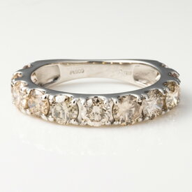 在庫限りのお得な商品　ハーフエタニティリング PT900 指輪 ラウンドブリリアントカット ファンシーライトブラウンカラー 計2.0ct ダイヤモンド プラチナ900＊専門機関による鑑別書付き