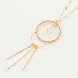 閉店セール　在庫限りのお得な商品　あこや真珠（8mm珠）サークルデザインペンダント シルバー925/ゴールドカラー 長さ60cm＋アジャスター5cm