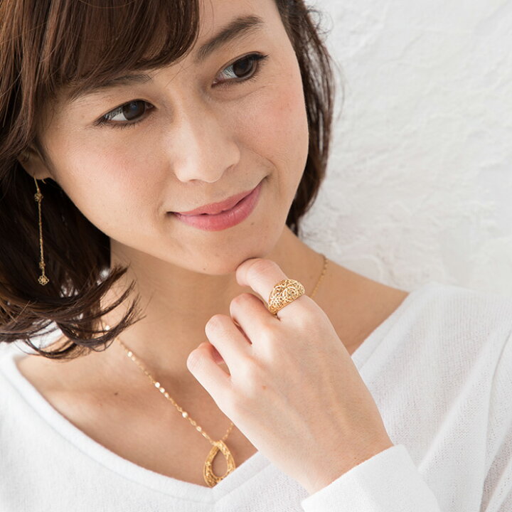 楽天市場】リング 透かしデザイン アンティーク調 K18 K18 18金  