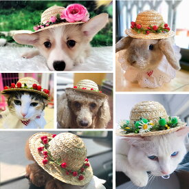 夏に大人気、麦わら帽子！ペット用犬用猫用/簡単装着/カコイイ犬 猫ネコ 帽子 カンカン帽 Sサイズ/Mサイズ 撮影 熱中症予防 宅配便発送 新年 クリスマス プレゼント ギフト 佐川急便送料無料！【ra77702】