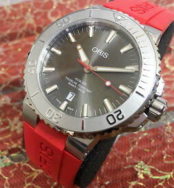 オリスアクイス デイトレリーフ ORIS メンズウォッチ ダイバーズ 真っ赤なラバーベルト メンズ腕時計 越前打刃物プレゼント 733.7730.4153R　自動巻き ギフト ラッピング無料 あす楽対応