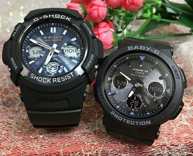 恋人たちのGショック ペアウォッチ G-SHOCK BABY-G ペア腕時計 カシオ 2本セット gショックブラック　黒 電波ソーラー AWG-M100SB-2AJF BGA-25001-1AJF ラッピング無料　メッセージカード