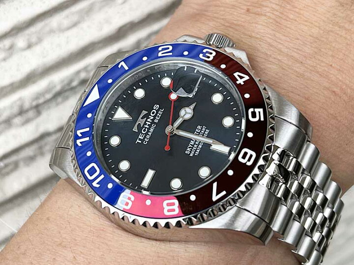 TECHNOS T9C11SN Date Quartz Watch Rotating Bezel Wristwatch SS Blue x Red Silver TECHNOS（テクノス） 爆買WEEKセール メンズ 腕時計 ブラック  main image 2