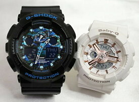 恋人たちのGショック ペアウオッチ G-SHOCK BABY-G ペア腕時計 カシオ 2本セット GA-100CB-1AJF BA-110RG-7AJF プレゼント ラッピング無料 メッセージカード プレゼント 愛の証 クリスマス　誕生日 御祝い還暦 銀婚式　結婚記念日　バレンタイン 婚約