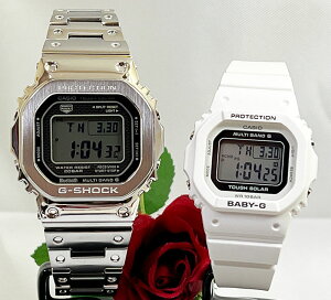 恋人たちのGショックペアウオッチg-ショック人気 婚約 夫婦 高級 クリスマス プレゼント おすすめ G-SHOCK BABY-G ペアウォッチ カシオ 2本セット 電波ソーラー GMW-B5000D-1JF BGD-5650-7JF アナデジ