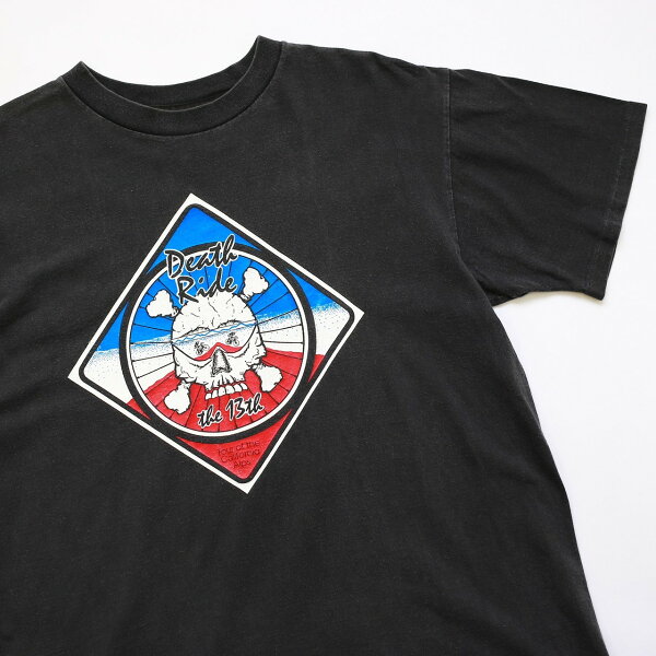 【中古】 90年代 90s デス・ライド プリント シングルステッチ Tシャツ Lサイズ ブラック アメリカ製 US古着  UR-0274