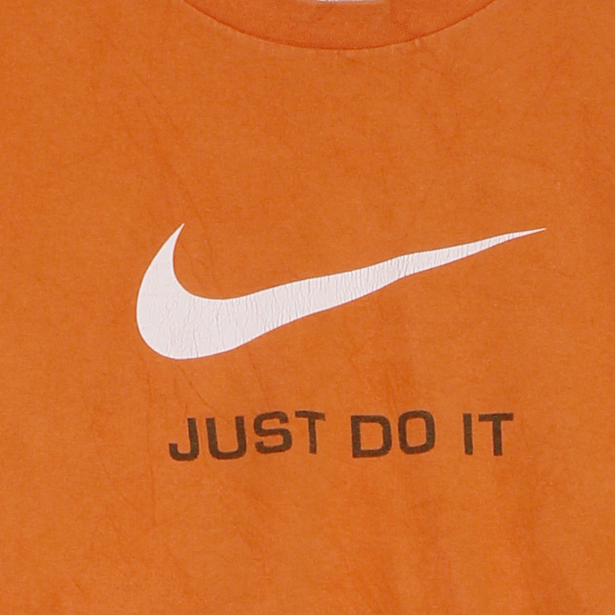 ナイキ Nike スウッシュ JUST DO IT スタッフ プリント 半袖Tシャツ メンズXLサイズ オレンジ ユーズド 古着  t200625-120 | 神戸パティーナ